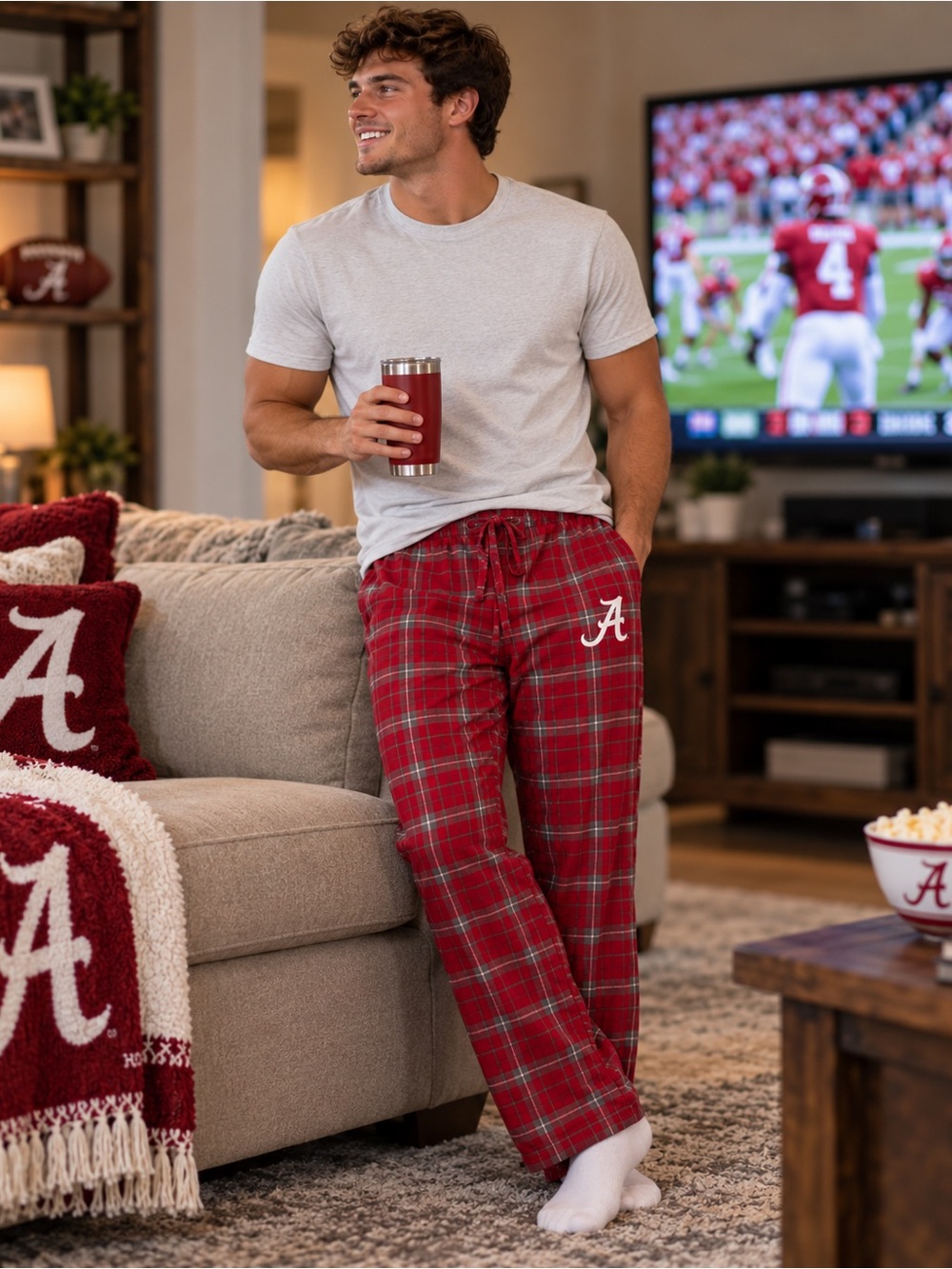 🆕 Concepts Sport Alabama Crimson Tide Men’s Large Plaid Pajama Pants